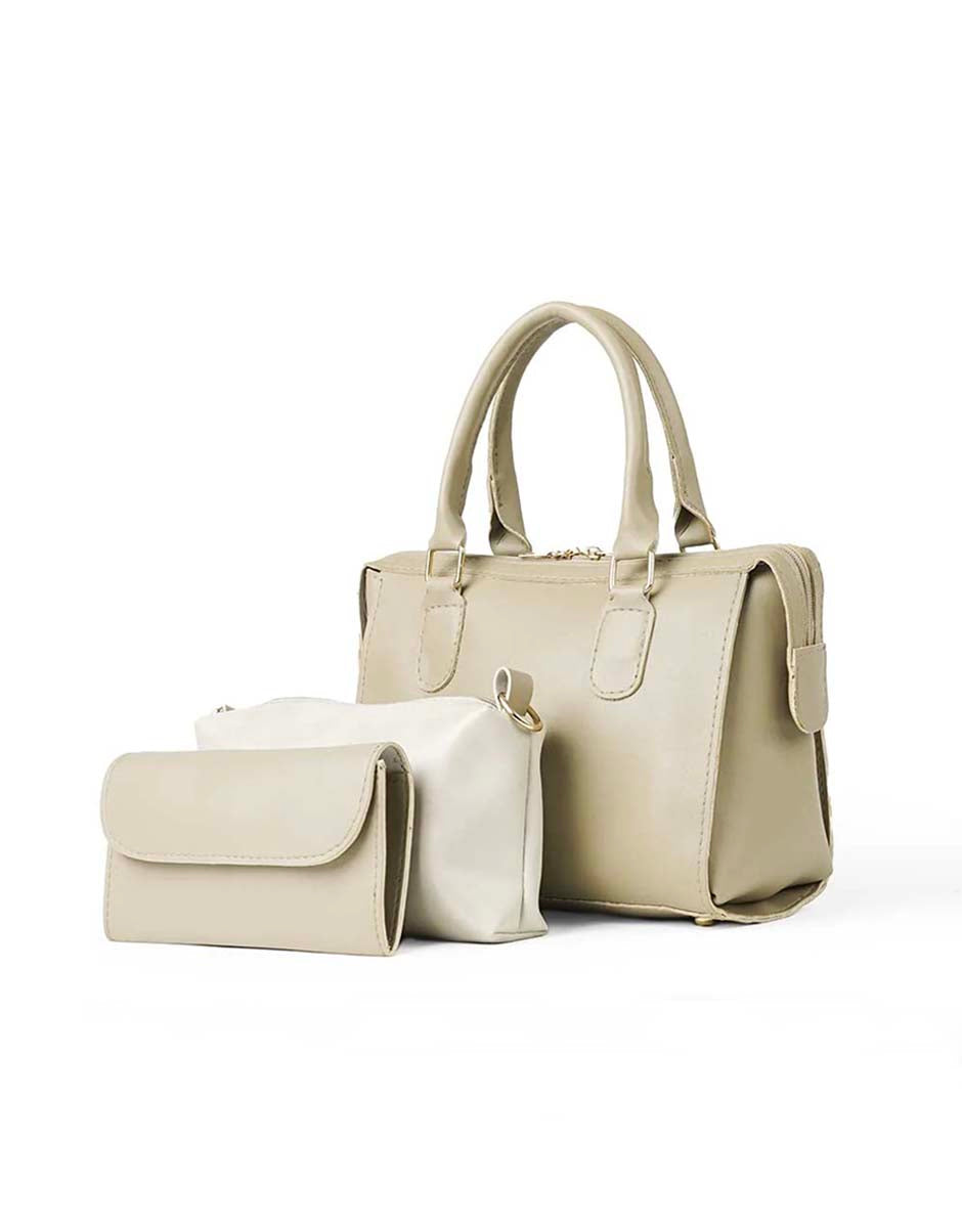 OVAL - Beige 3 Pieces Handbag