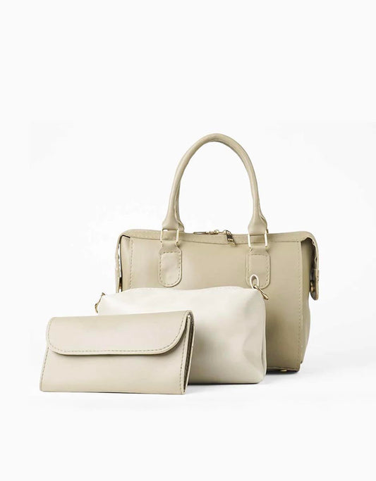 OVAL - Beige 3 Pieces Handbag