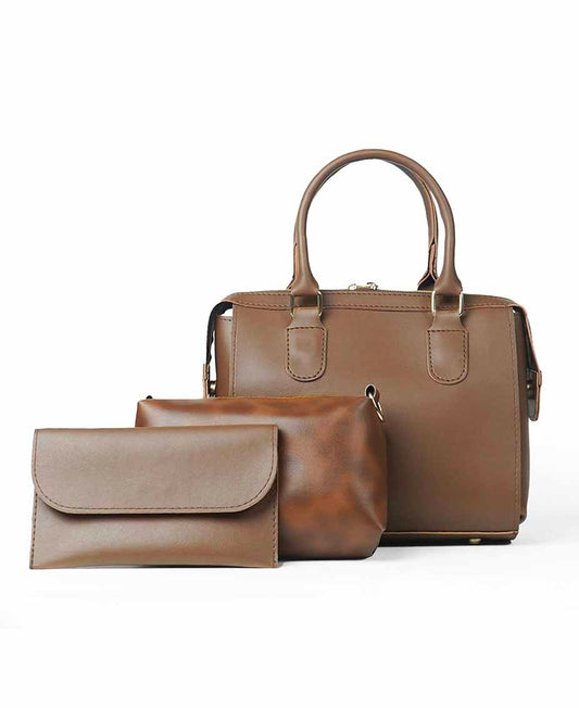 OVAL - Brown 3 Pieces Handbag